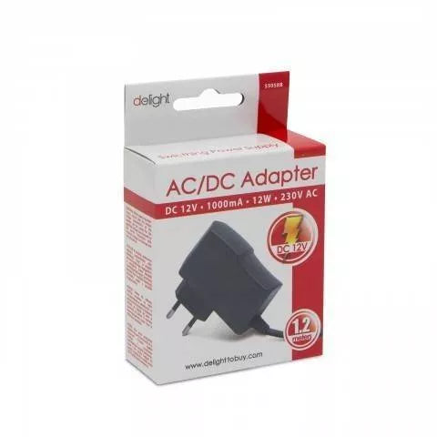 Adaptor alimentator de retea 12V CC 1000mA 12W 5.5x2.1 mm Delight