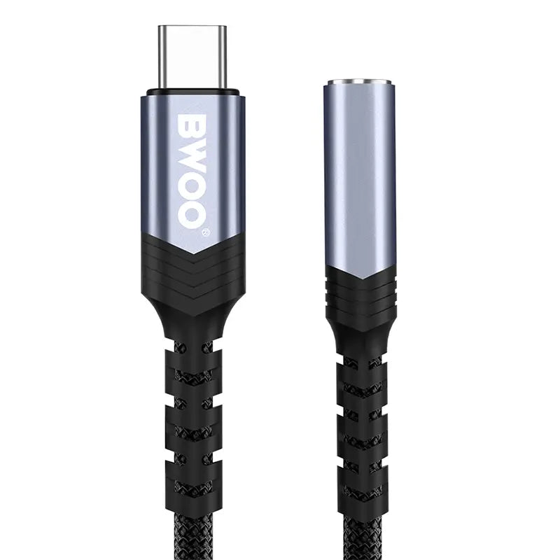 Adaptor audio USB-C tata - JACK 3.5 mm mama 10cm negru BWOO BO-BZ47