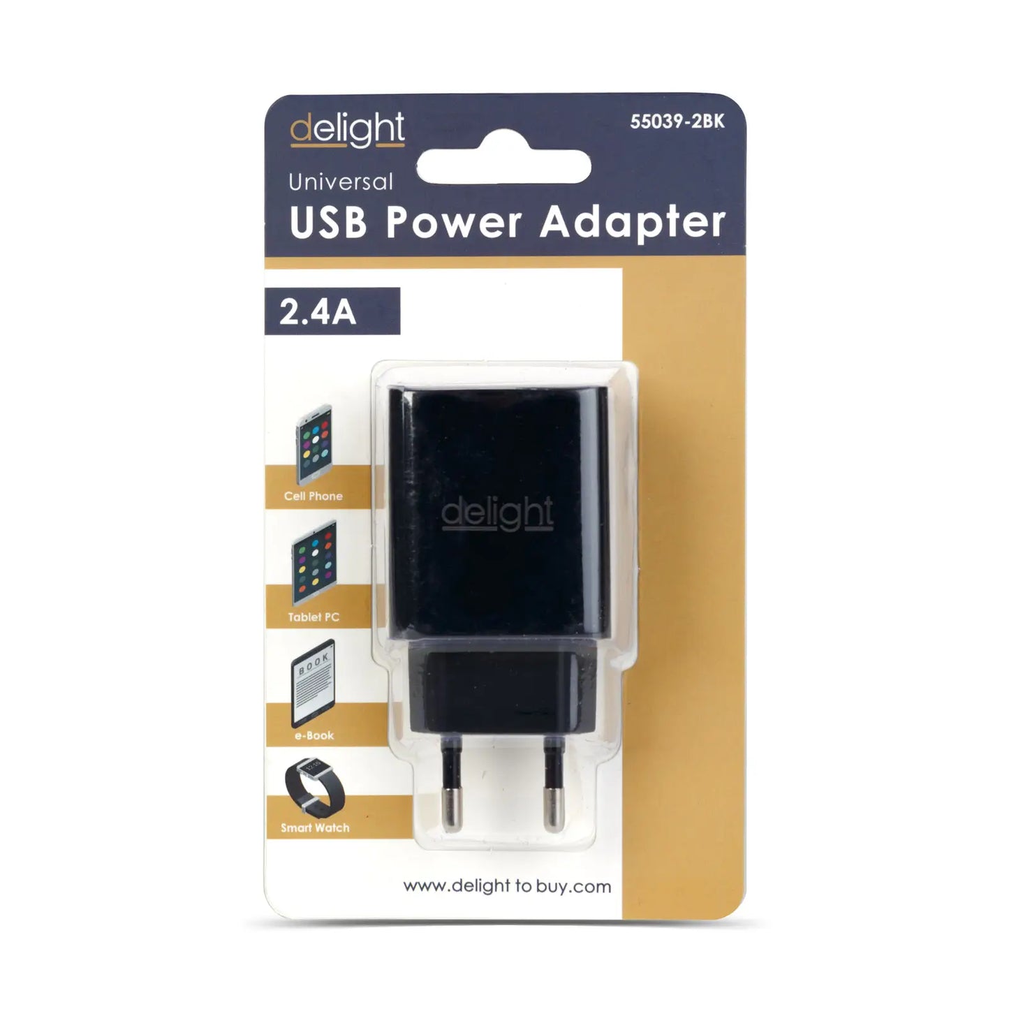 Adaptor de incarcare 2x USB 5V 2.4A negru delight 55039-2BK