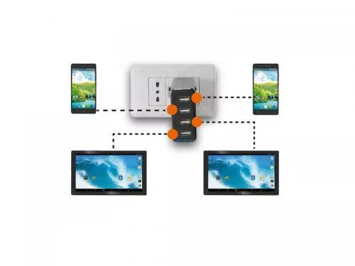 Alimentator USB 230V TA 480 USB 4 iesiri 4.8A negru Trevi