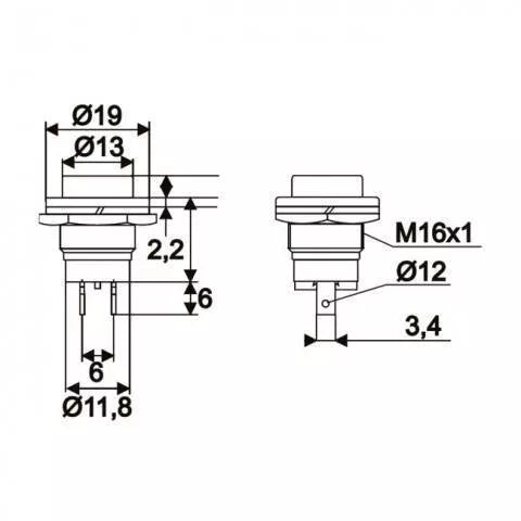 Buton 1 circuit 2A 250V OFF-(ON) fara retinere albastru 09065KE