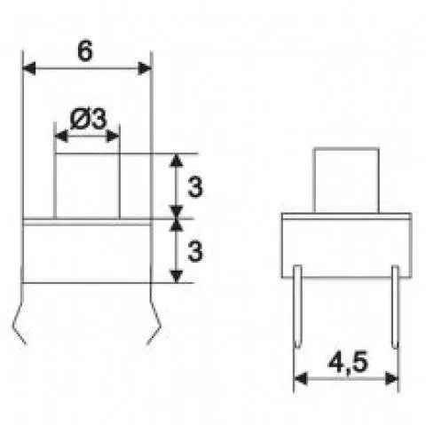 Buton microinterupator OFF-ON buton 3 mm fara retinere 1 circuit 0.05A-12VDC 09002