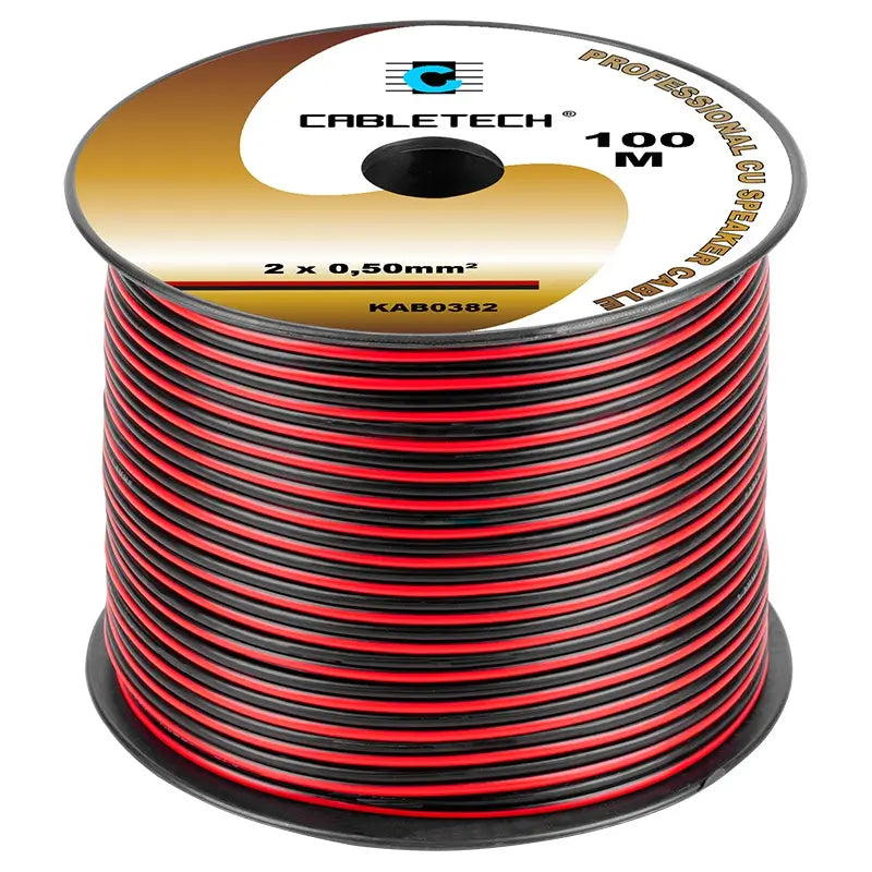 Cablu 10m difuzor cupru 2x0.5mm2 rosu/negru Cabletech KAB0382-10