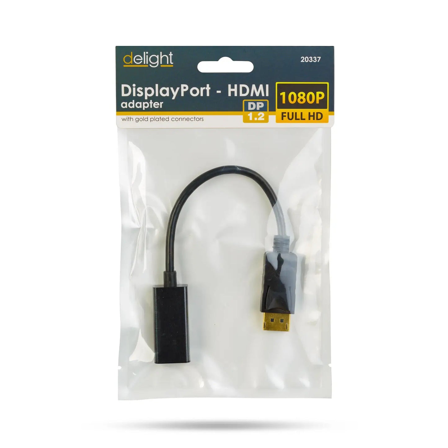 Cablu adaptor DisplayPort v1.2 la HDMI FullHD 1080 60Hz 25cm aurit delight 20337