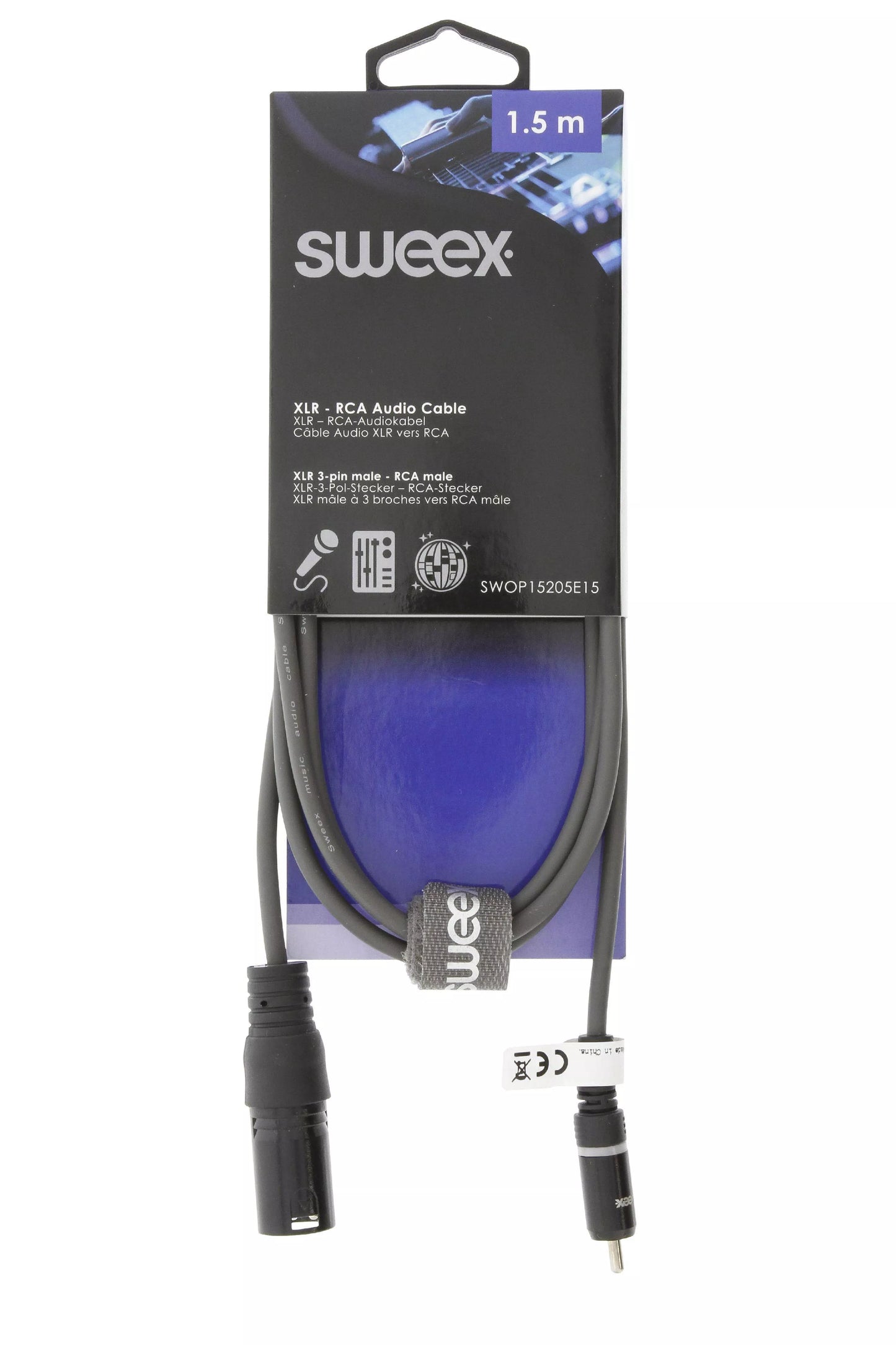 Cablu audio mono XLR 3 pini tata - RCA tata 1.5m gri Sweex