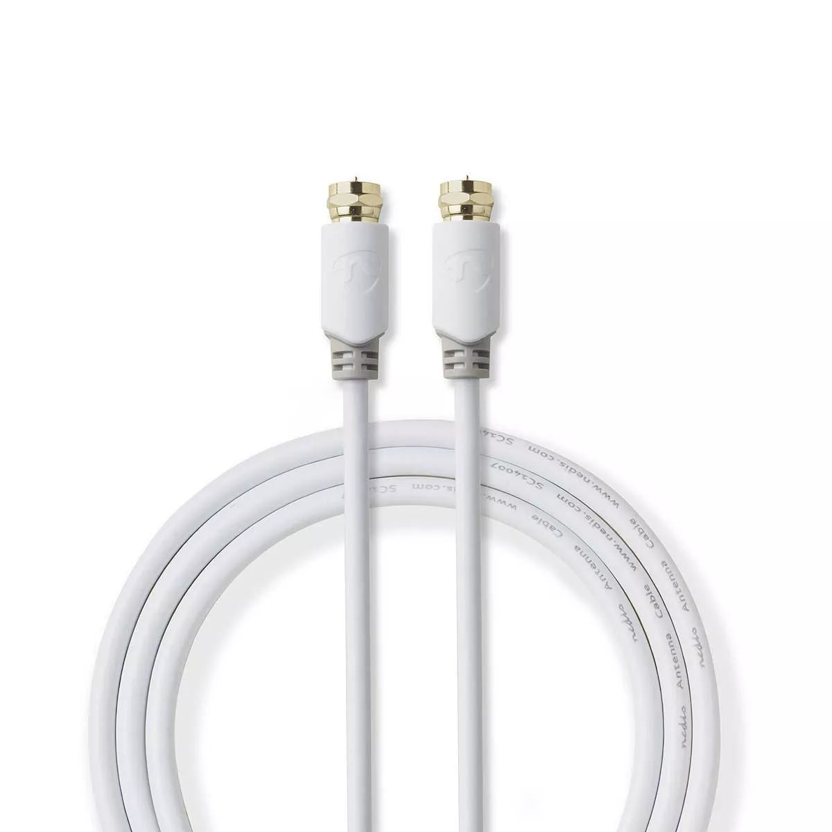 Cablu coaxial Nedis F tata - F tata 2m alb cupru dublu izolat