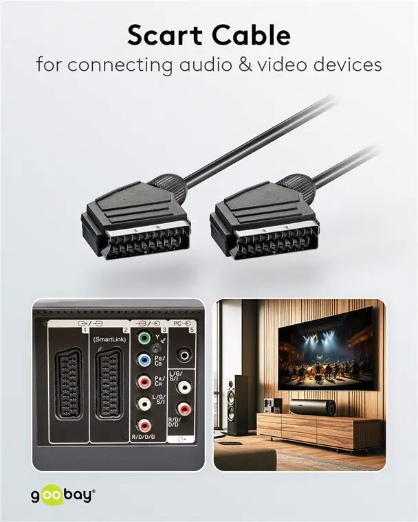 Cablu Euro SCART 21 pini - Euro SCART 21 pini 1.5m Goobay 11702