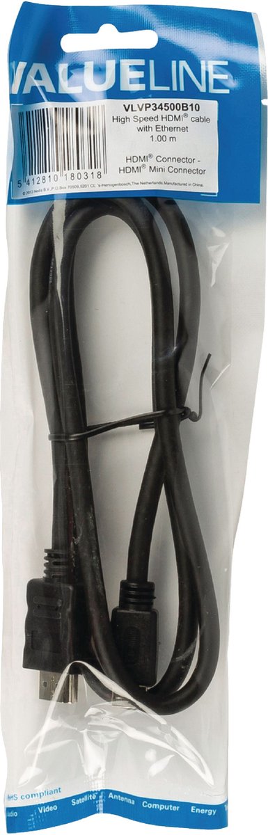 Cablu HDMI tata - mini HDMI tata 1m 3D 4K Valueline