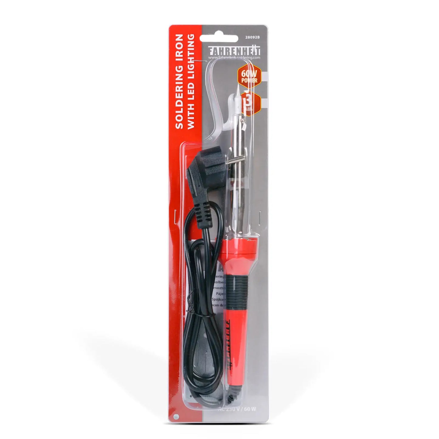 Ciocan de lipit cu iluminare 3 LED-uri incorporate 230V 60W + Stand metalic Fahrenheit 28092B