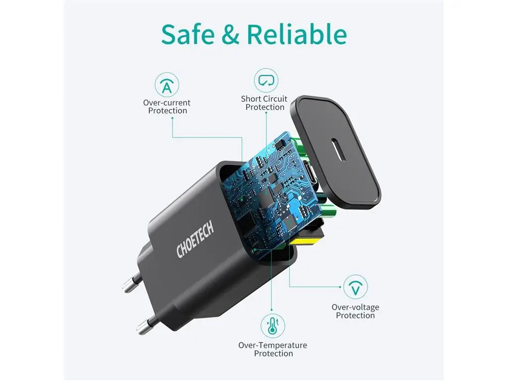 Incarcator retea Choetech Q5004-EU-WH QC 3.0 PD 18W USB Type C