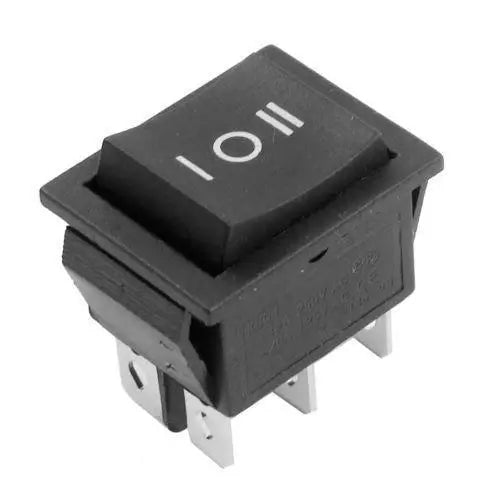 Intrerupator 6 poli 3 pozitii bistabil fara retinere ON-OFF-ON 250V 15A 21.7x28.5mm PRK0101
