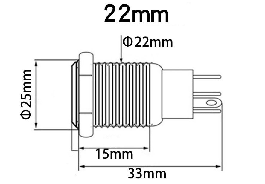 Intrerupator buton SW 4 OFF-(ON) fara retinere metal 22mm 12-24V LED albastru