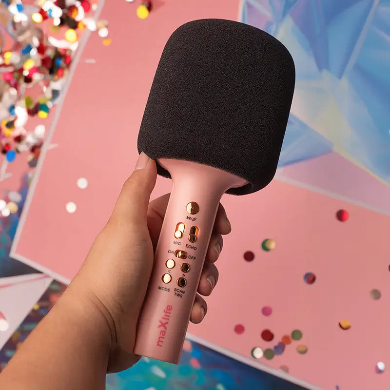 Microfon Karaoke Bluetooth cu difuzor incorporat roz maXlife MXBM-600 OEM0200494