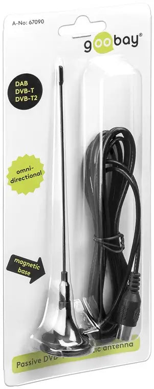Mini antena magnetica pasiva DVB-T2 HD FM DAB Goobay 67090
