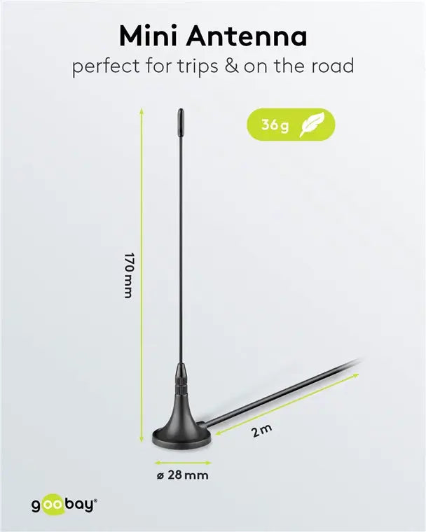 Mini antena magnetica pasiva DVB-T2 HD FM DAB Goobay 67090