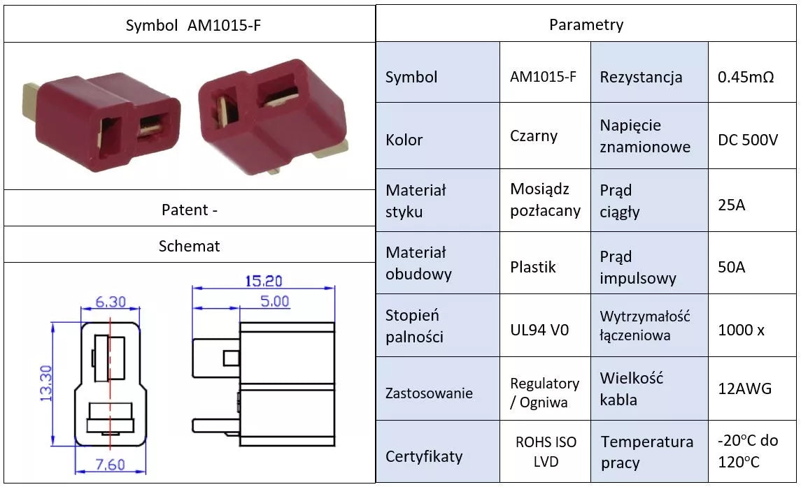 Mufa alimentare DC AM-1015 mama PIN 2 pe cablu lipite 25A AMASS