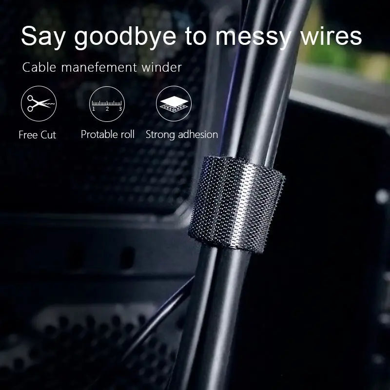 Organizator de cabluri Banda Velcro Well 3m x 1.5cm negru ORG-CABLE-T0103BK-WL