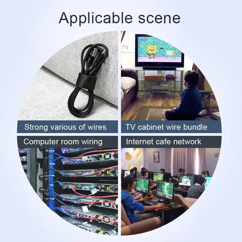 Organizator de cabluri Banda Velcro Well 3m x 1.5cm negru ORG-CABLE-T0103BK-WL