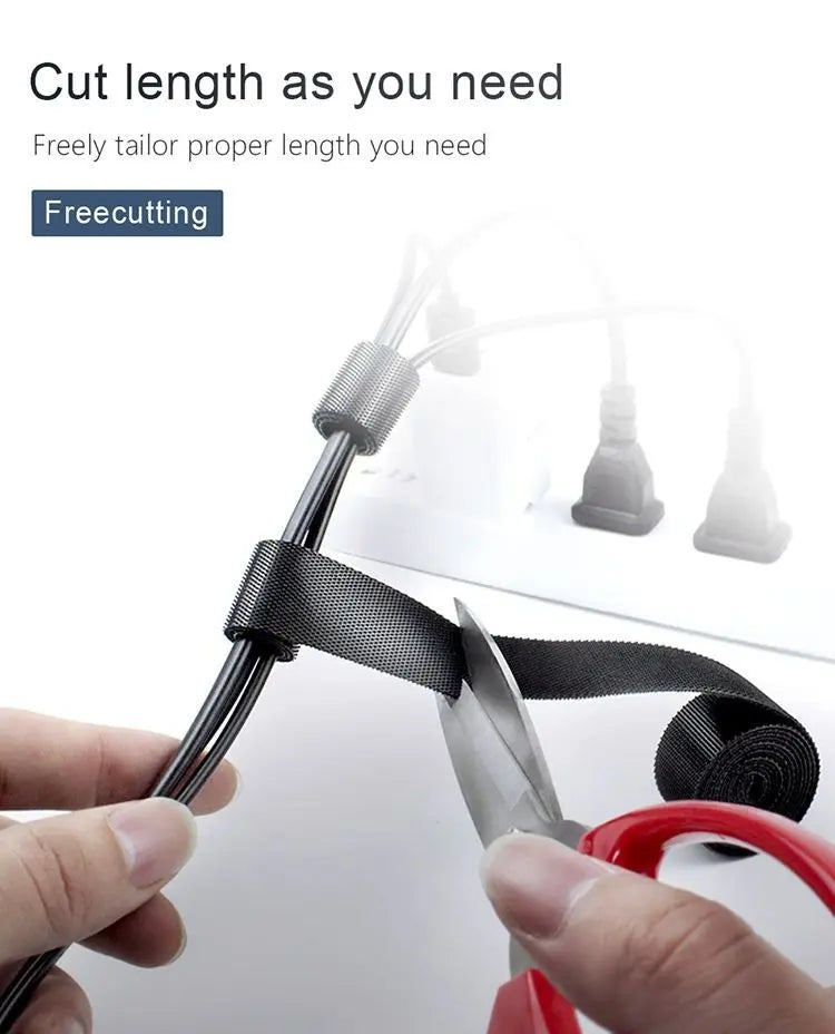 Organizator de cabluri Banda Velcro Well 3m x 1.5cm negru ORG-CABLE-T0103BK-WL