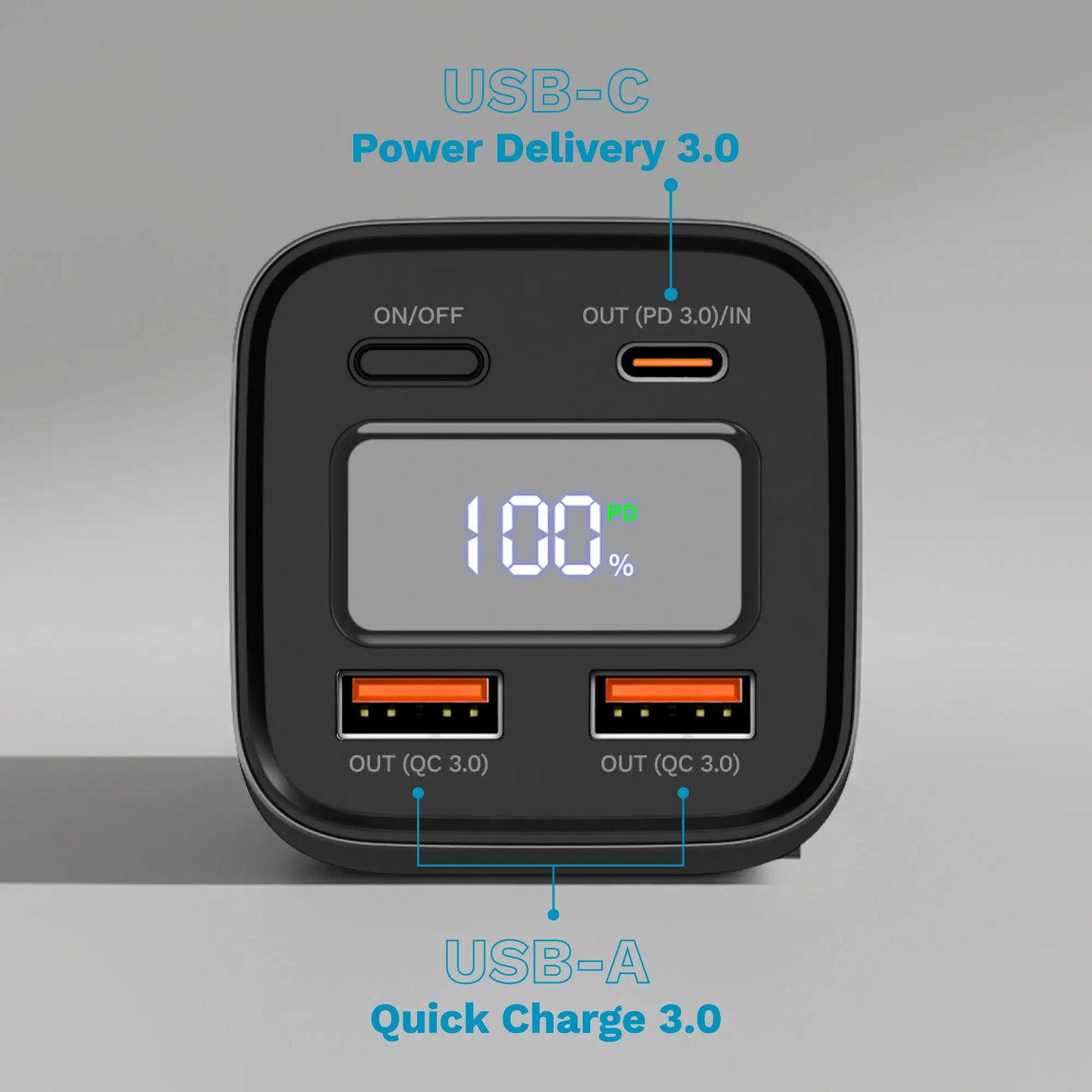 Power Bank 20000mAh 100W QC3.0 PD3.0 USB-C /USB-A Afisaj LCD Kruger&Matz KM0915