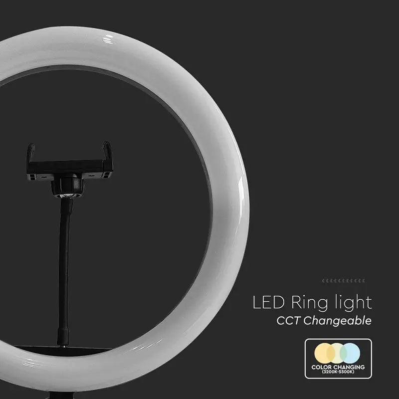 Selfie LED 7W 3200-5500K Ring Light 10" 3in1 cu alimentare USB V-tac SKU-23048