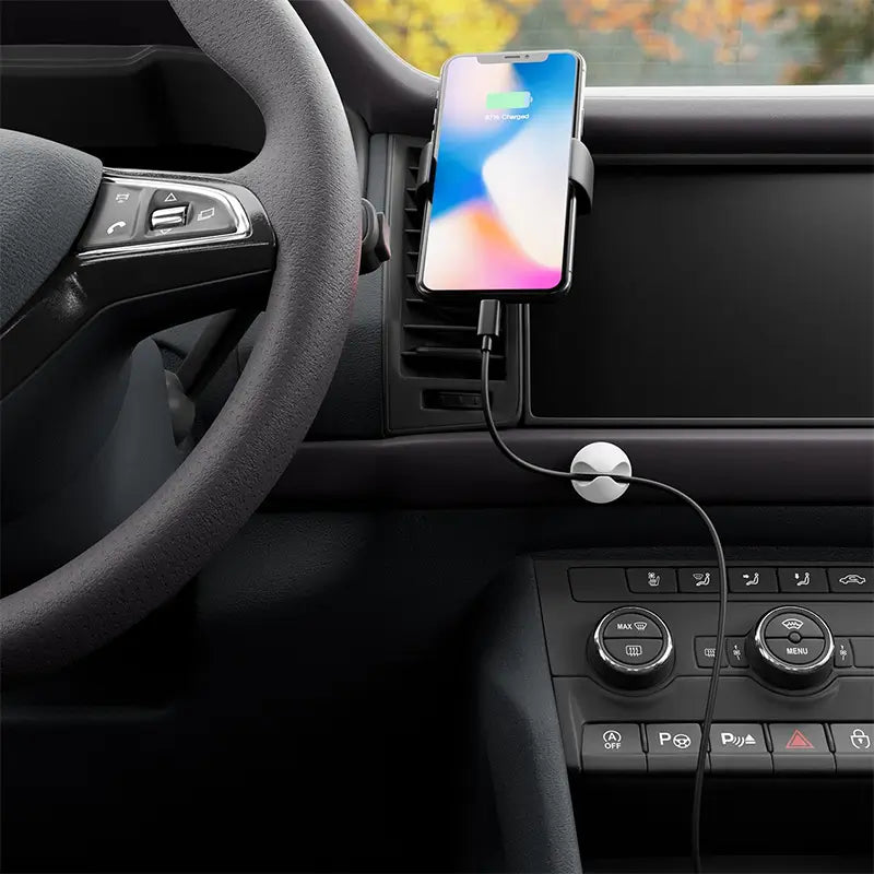 Set 5 cleme organizatoare cabluri cu adeziv albe MK5544 deleyCON