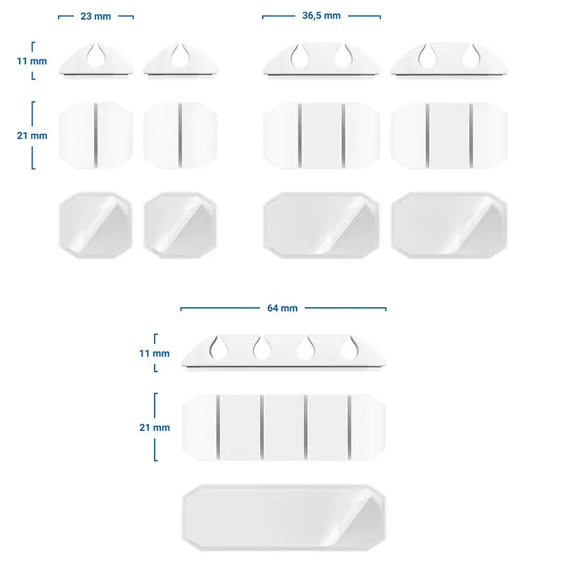 Set 5 organizatoare cabluri cu adeziv albe MK5539 deleyCON