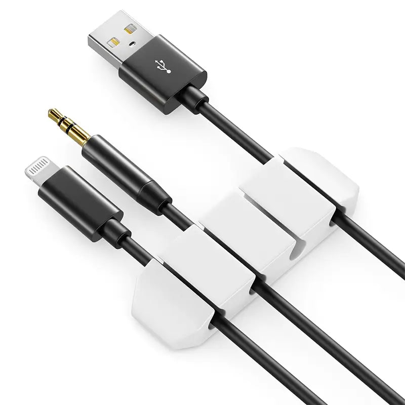 Set 5 organizatoare cabluri cu adeziv albe MK5539 deleyCON