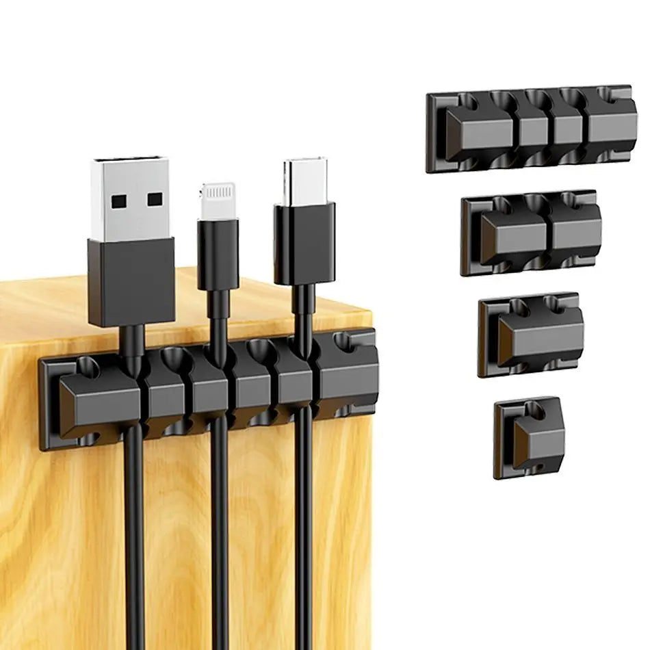 Set organizator de cabluri Well autoadeziv 5 dimensiuni 5buc negru ORG-CABLE-S0105BK-WL