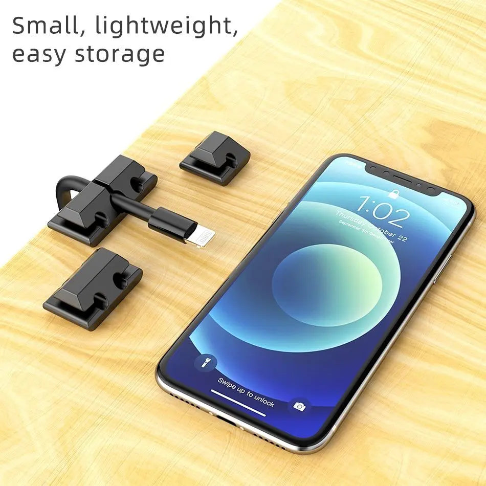 Set organizator de cabluri Well autoadeziv 5 dimensiuni 5buc negru ORG-CABLE-S0105BK-WL