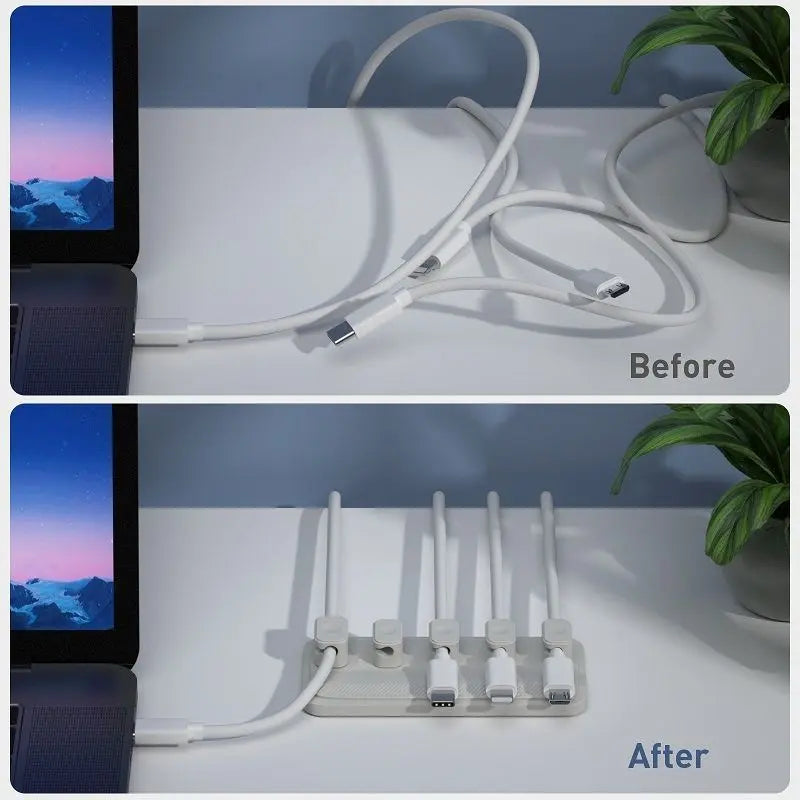 Set organizator de cabluri Well magnetic pentru 5 cabluri gri ORG-CABLE-M0305GY-WL