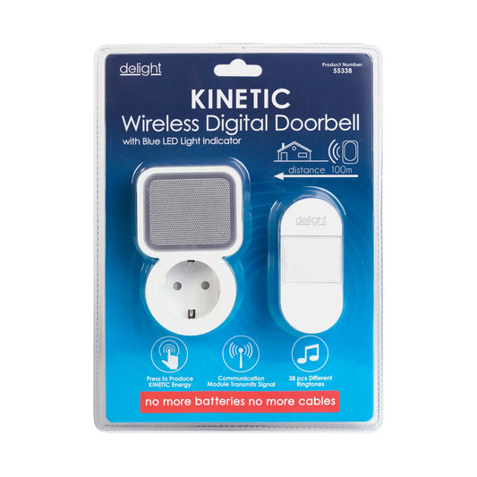 Sonerie fara fir Kinetic fara baterii cu priza 230V integrata alb delight 55338