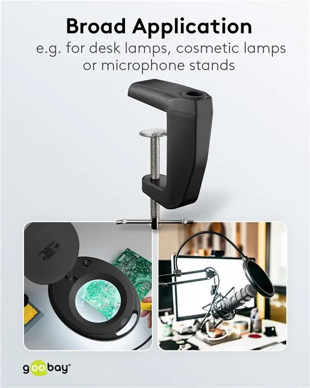 Suport prindere birou negru rezerva pentru lampa de lucru pentru cod 65575 /64986 /64988 /64990 Goobay 64987