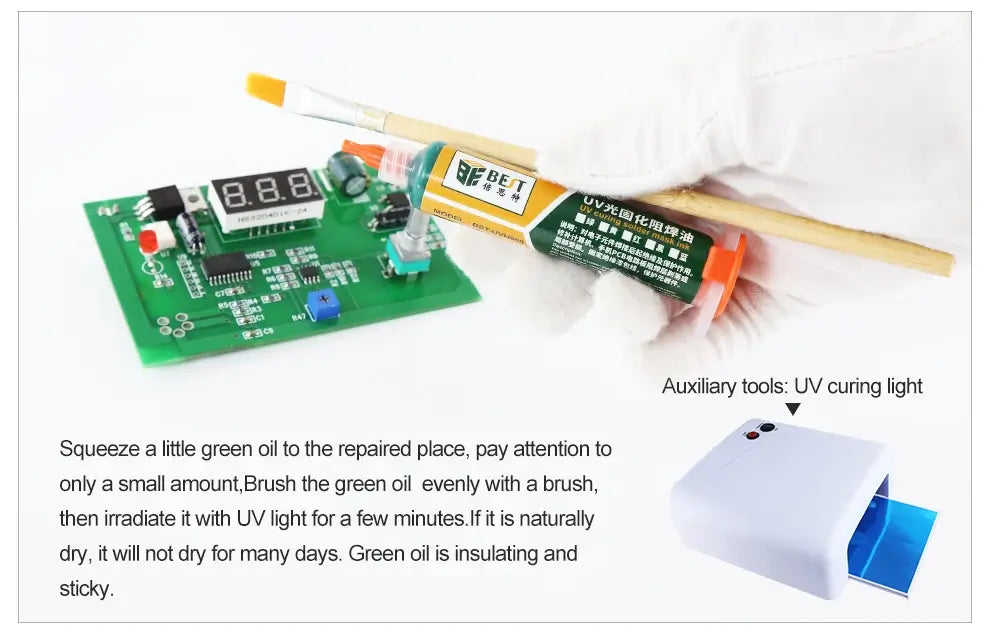 Vopsea rosie /masca protectie lipire PCB fotosensibila UV 10ml BST-UVH900-RD