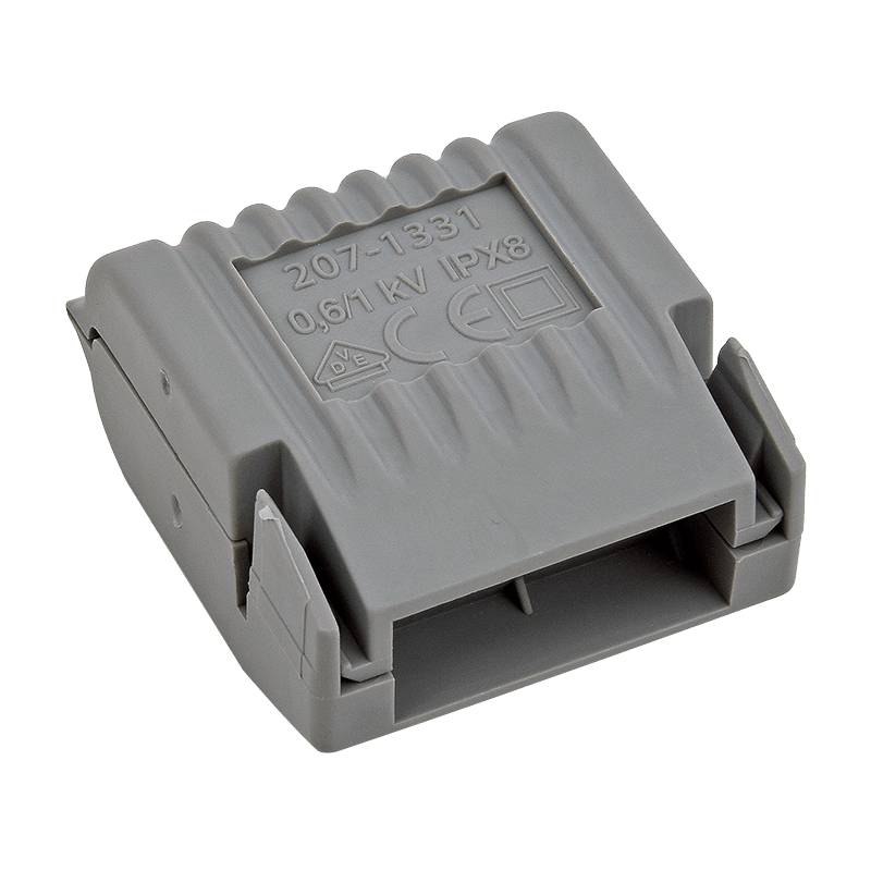 WAGO GELBOX 3 poli derivatie cabluri pentru conectori seriile 221/ 2273 max. 4mm2 IPX8 gri 207-1331