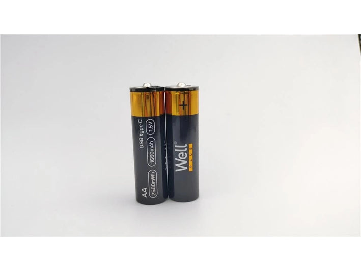 Acumulator AA R6 Li-ion 14500 1.5V 1660mAh 2500mWh cu incarcare 5V USB-C 2buc/blister Well ACCU-14500/166C-BL2-WL