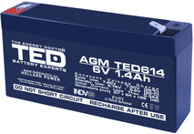 Acumulator AGM VRLA 6V 1.4Ah plumb acid 97x24x52 mm F1 terminal TED Battery Expert Holland