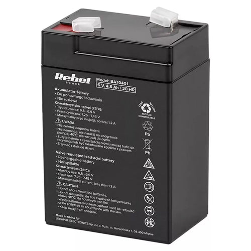 Acumulator stationar SLA Acid Plumb 6V 4.5Ah REBEL