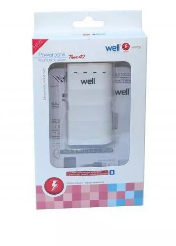 Acumulator USB portabil powerbank 4000mAh 1A alb Well