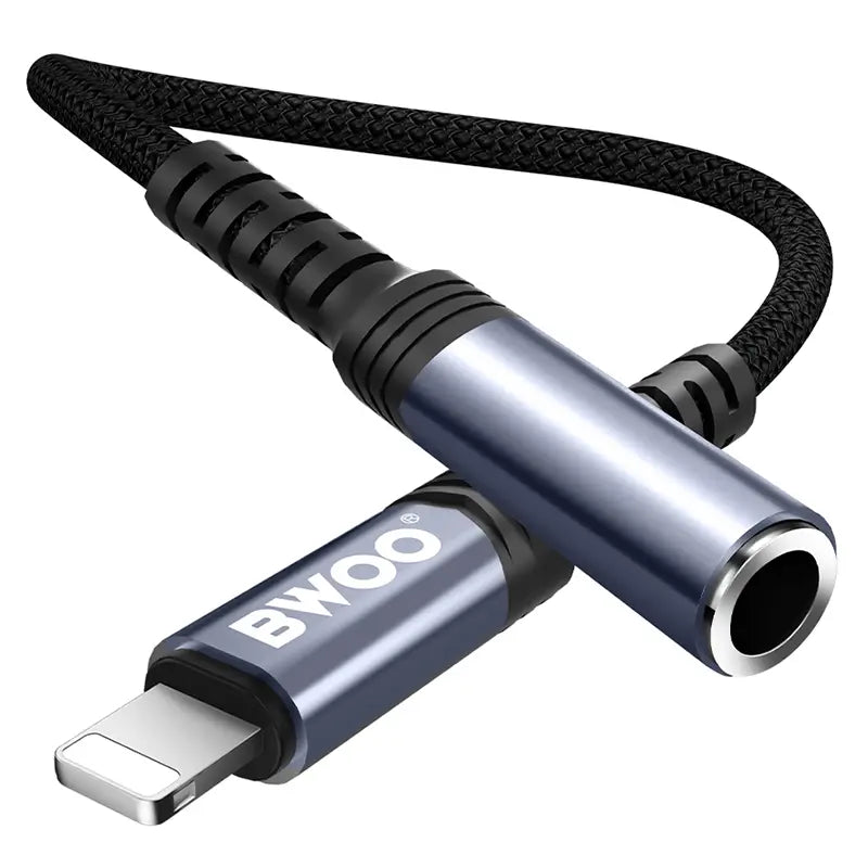 Adaptor audio Lightning tata - JACK 3.5 mm mama 10cm negru BWOO BO-BZ48