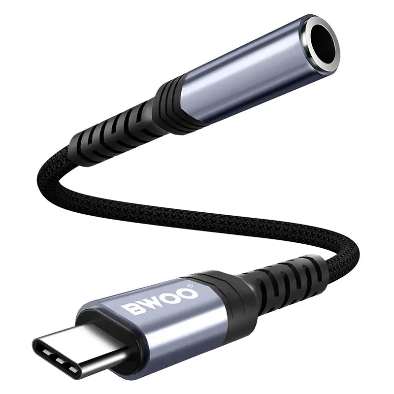 Adaptor audio USB-C tata - JACK 3.5 mm mama 10cm negru BWOO BO-BZ47