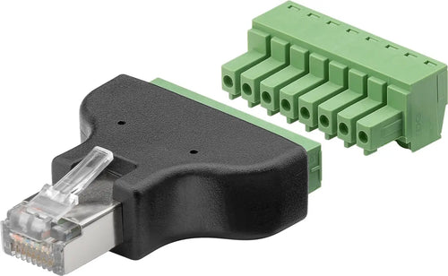 Adaptor bloc terminal cu 8 pini tip regleta surub la RJ45 tata 8P8C Goobay 76736