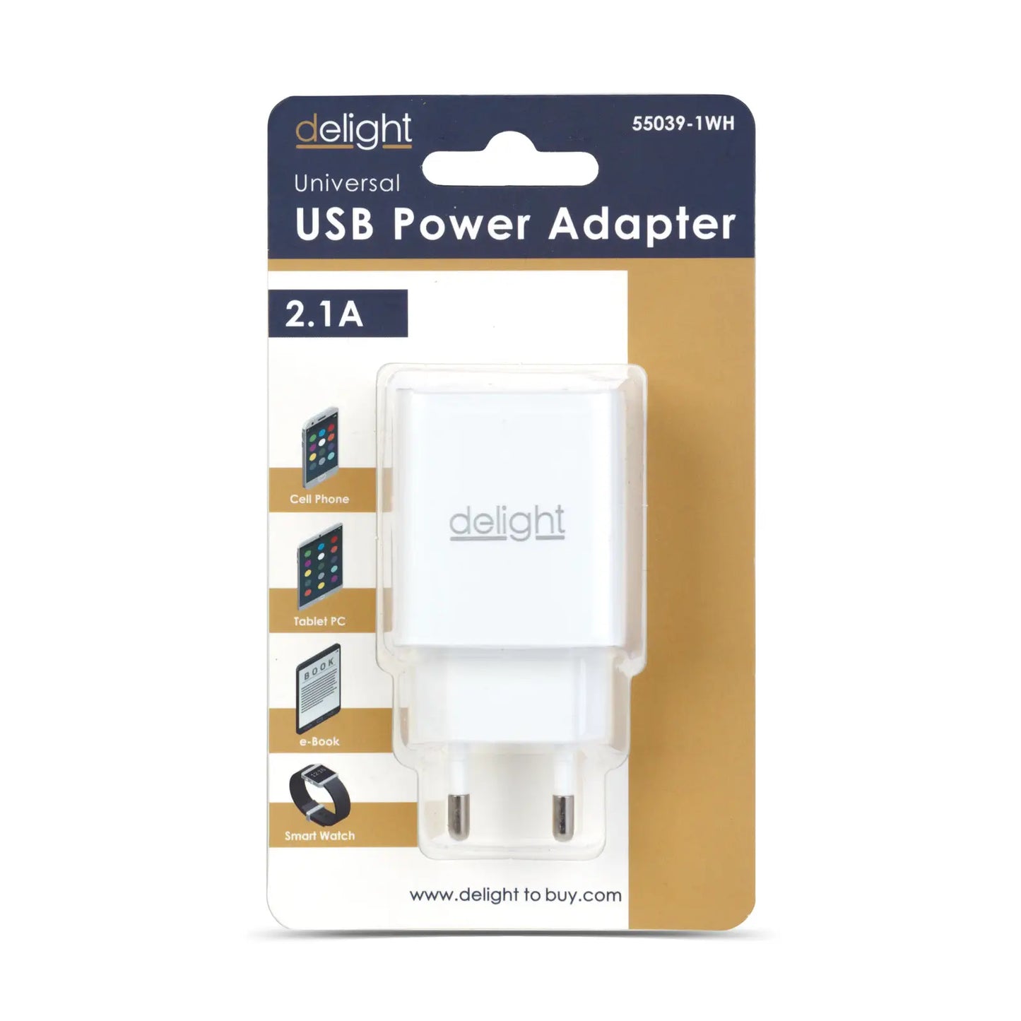 Adaptor de incarcare 1x USB 5V 2.1A alb delight 55039-1WH