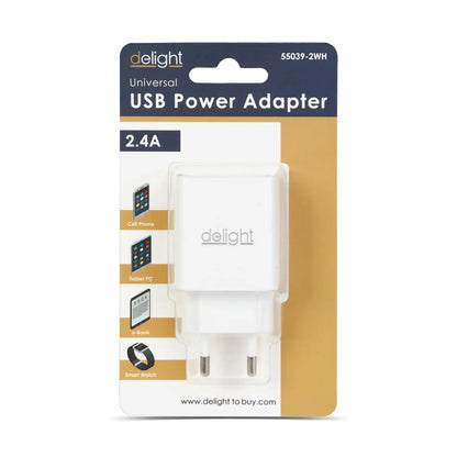 Adaptor de incarcare 2x USB 5V 2.4A alb delight 55039-2WH