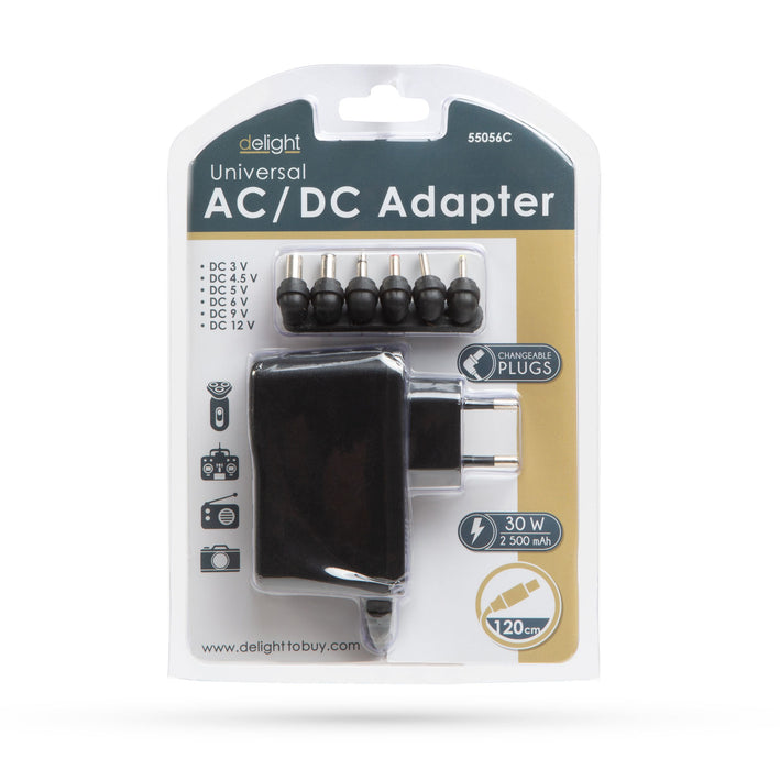 Adaptor de retea universal 2500mA 3V 4.5V 5V 6V 9V 12V CC delight 55056C