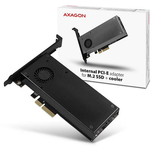 Adaptor Intern PCI-E 3.0 4x - DUAL M.2 SSD (NVMe + SATA) Voltaj Dual Suport SSD max. 110mm + Cooler Activ Axagon PCEM2-DC
