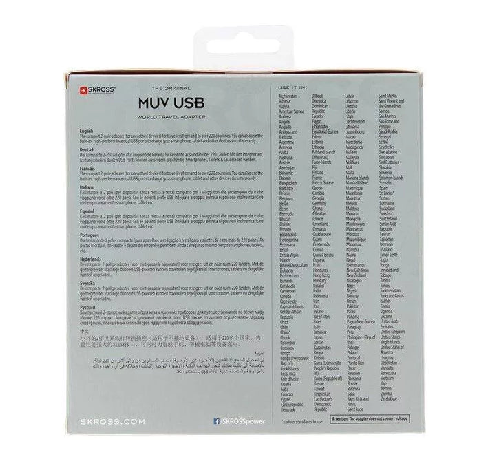Adaptor priza Skross Universal cu 2 porturi USB