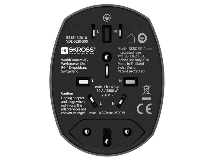 Adaptor priza universal Skross Alpha 1.1041 Australia China Marea Britanie SUA Japonia Elvetia Italia Brazilia