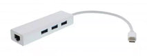 Adaptor retea +hub USB Type C la Gigabit Ethernet si 3x USB3.0 Well