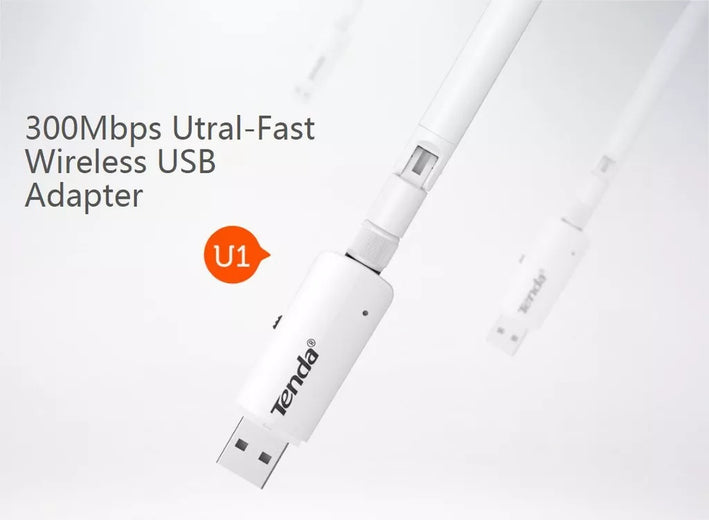 Adaptor retea USB 2.0 wireless N 300Mbps antena externa U1 Tenda